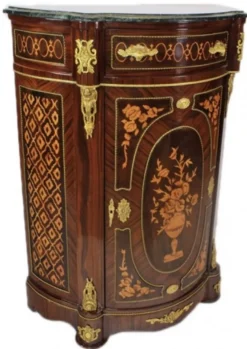 Casa Padrino Empire Kommode mit Marmorplatte Mahagoni dunkelbraun mit Intarsien 80 x 40 x 110 cm