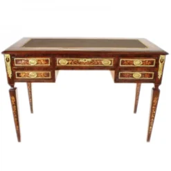 Casa Padrino Empire Schreibtisch Mahagoni Intarsien mit Gold - Barock Sekretär - 120 x 60 x 80 cm