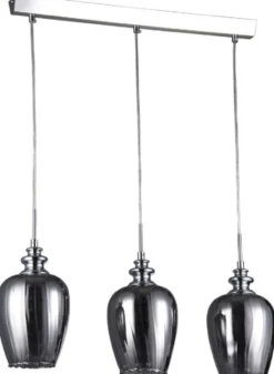 Casa Padrino 3er Hängeleuchte Silber / Grau 70 x H. 100 cm - Hängelampe mit feinsten Kristall Behängen