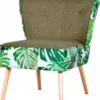 Casa Padrino 60er Jahre Esszimmer Stuhl Grün / Weiß / Naturfarben 50 x 72 x H. 77 cm - Retro Küchen Stuhl mit Palmenblätter Design - 60er Jahre Esszimmer Möbel - Retro Esszimmer Möbel