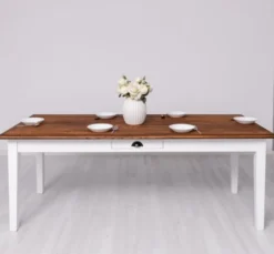 Casa Padrino Esstisch im Landhausstil mit Eichenholzplatte, 210 x 90 x 78 cm