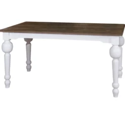 Casa Padrino Esstisch Weiß / Dunkelbraun 160 x 90 x H. 78 cm - Möbel im Landhausstil