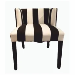Casa Padrino Esszimmer Stuhl mit Streifen Weiß / Schwarz H. 68 cm - Esszimmer Möbel