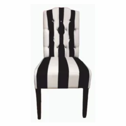 Casa Padrino Esszimmer Stuhl mit Streifen Weiß / Schwarz H. 106 cm - Esszimmer Möbel