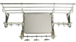 Casa Padrino Französische Luxus Wandgarderobe mit Spiegel silber aus Edelstahl 100 x 27 x 45 cm