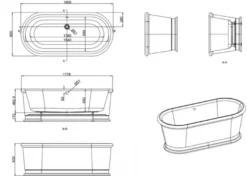 Casa Padrino freistehende Badewanne Modell BLonR im Retro Design Weiß 1800 x 850 x 640 mm