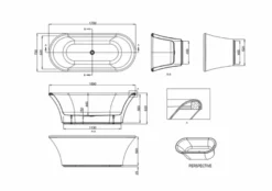 Casa Padrino freistehende Badewanne Modell BBri im Retro Design Weiß 1700 x 750 x 620 mm