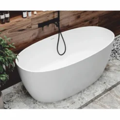 Casa Padrino Freistehende Luxus Badewanne Hochglanz Weiß 169,4 cm - Badezimmer Möbel