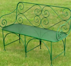 Casa Padrino Gartenbank Art Deco Design, perforierte Sitzfläche, Grün, 1,2m x 0,48m x 0,9m