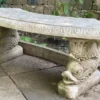 Casa Padrino Garten Bank Grau 138 x 45 x H. 49 cm - Gebogene Stein Sitzbank im Orientalischen Stil - Orientalische Garten Möbel