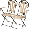 Casa Padrino Gartenbank - Klappbare 2er Bank aus Metall und Holz - Schwarz / Braun - 0,96 x 0,34 x 1 m