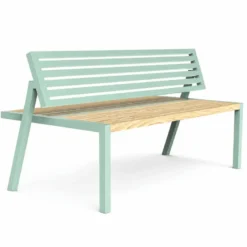 Casa Padrino Gartenbank Mintgrün / Naturfarben 150 cm - Doppelseitige Parkbank mit Rückenlehne - Outdoor Sitzbank - Garten Möbel