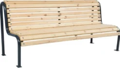 Casa Padrino Gartenbank Naturfarben / Schwarz 188 cm
