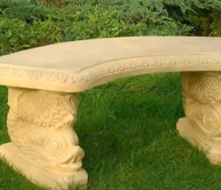 Casa Padrino Gartenbank / Parkbank Sandfarben 138 x 45 x H. 49 cm - Gebogene Garten Sitzbank im Orientalischen Stil - Gartenmöbel