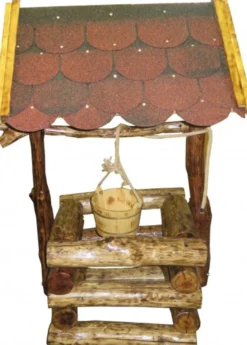 Casa Padrino Gartenbrunnen Rustikal mit Schöpfeimer aus massivem Eichenholz, 60 x 60 x 150 cm
