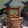Casa Padrino Gartenbrunnen Rustikal aus massivem Eichenholz mit Schöpfeimer - 100 x 100 x 230 cm