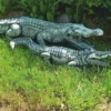 Casa Padrino Garten Deko Skulptur Krokodil Grün 68 cm - Deko Stein Figur