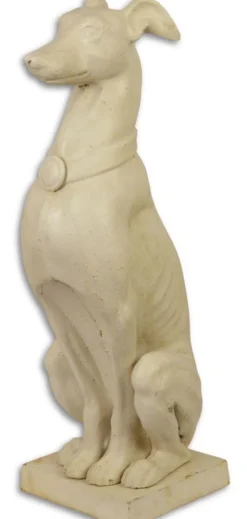 Casa Padrino Gartendeko Skulptur Hund Antik Cremefarben 20,5 x 26 x H. 65,9 cm - Gusseisen Dekofigur