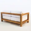 Casa Padrino Garten 2-er Sofa Rustikal "Boston" Weiss-Creme/Braun 140 x 40 x H70 cm - Eiche Massivholz - Echtholz Möbel Massiv
