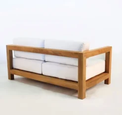 Casa Padrino Garten 2-er Sofa Rustikal "Boston" Weiss-Creme/Braun 140 x 40 x H70 cm - Eiche Massivholz - Echtholz Möbel Massiv