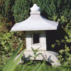 Casa Padrino Garten Leuchte im Japanischen Stil Pagode Weiß H. 53 cm - Garten Beleuchtung