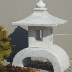 Casa Padrino Garten Leuchte im Japanischen Stil Pagode Weiß H. 53 cm - Garten Beleuchtung