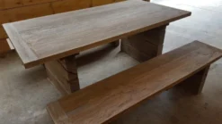 Casa Padrino Gartenmöbel Set Rustikal - Tisch + 2 Garten Bänke (Länge 200 cm) - Eiche Massivholz - Echtholz Möbel Massiv