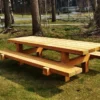 Casa Padrino Gartenmöbel Set Rustikal Tisch + 2 Garten Bänke 180 x ca. 155 x H80 - Eiche Massivholz