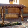 Casa Padrino Garten Schaukel Rustikal überdacht Hollywood Schaukel Mod S1 - Eiche Massivholz - 280 x 180 x 160 cm