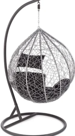 Casa Padrino Garten Schaukelsessel Grau / Schwarz H. 195 cm