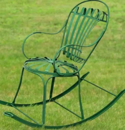 Casa Padrino Garten Schaukelstuhl 46 x 130 x H. 95 cm - verschiedene Farben - Handgefertigte Gartenmöbel aus Schmiedeeisen