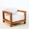 Casa Padrino Garten Sessel "Boston" Rustikal Weiss-Creme/Braun 80 x 40 x H70 cm - Eiche Massivholz - Echtholz Möbel Massiv