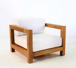 Casa Padrino Garten Sessel "Boston" Rustikal Weiss-Creme/Braun 80 x 40 x H70 cm - Eiche Massivholz - Echtholz Möbel Massiv