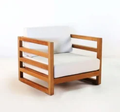 Casa Padrino Garten Sessel "Miami" Rustikal Weiss-Creme/Braun 80 x 40 x H70 cm - Eiche Massivholz - Echtholz Möbel Massiv