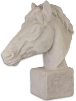Casa Padrino Garten Terrassen Deko Pferdekopf Skulptur Weißgrau 21,8 x 58 x H. 64,4 cm - Hotel & Restaurant Deko