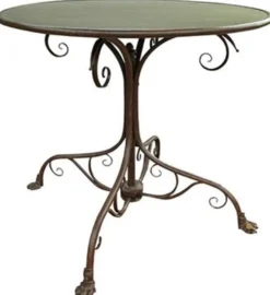 Casa Padrino Gartentisch aus Schmiedeeisen im Art Deco Stil, Farbe Rost, Durchmesser 80 x H. 70 cm