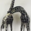 Casa Padrino Giraffen Bronzefiguren Set Silber / Schwarz 40 x 9 x H. 52 cm - Luxus Qualität
