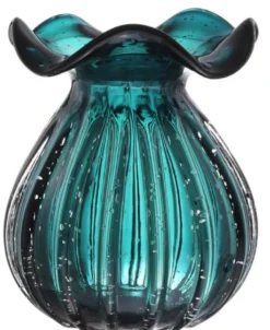 Casa Padrino Glas Vase / Blumenvase Grün Ø 23 x H. 27 cm - Luxus Wohnzimmer Deko
