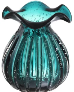 Casa Padrino Glas Vase / Blumenvase Grün Ø 23 x H. 27 cm - Luxus Wohnzimmer Deko