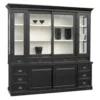 Casa Padrino Großer Shabby Chic Buffetschrank im Landhaus Stil, schwarz, 220 x 50/45 x 225 cm