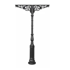 Casa Padrino Gusseisen Säule Schwarz 134,5 x H. 270 cm - Prunkvolle Gartensäule mit zwei Akanthus Auslegern - Garten & Terrassen Deko