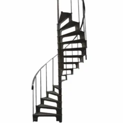 Casa Padrino Gusseisen Wendeltreppe mit Geländer linke Seite Schwarz H. 278 cm - Rustikale Spiraltreppe
