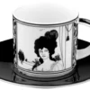 Casa Padrino Handgearbeitete Moccatasse aus Porzellan Audrey Beardsley Portrait 0,09 Ltr.