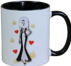 Casa Padrino Harald Glööckler Pompöös Tasse Hund mit weiss-schwarzem Abendkleid - designed by Harald Glööckler - 9,5cm x 8,5cm