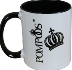 Casa Padrino Harald Glööckler Pompöös Tasse Hund mit weiss-schwarzem Abendkleid - designed by Harald Glööckler - 9,5cm x 8,5cm
