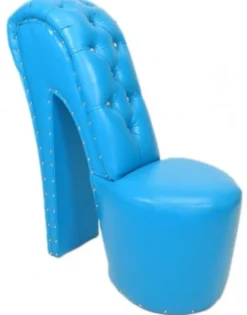 Casa Padrino High Heel Sessel mit Dekosteinen Hellblau, Designer Stuhl in Schuhform, H 105 cm