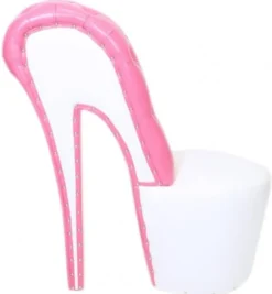 Casa Padrino High Heel Sessel mit Dekosteinen in Weiß / Rosa, H 105 cm x B 40 cm x T 85 cm - Designer Sessel