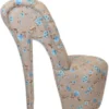 Casa Padrino High Heel Sessel Blumen Muster Creme / Blau - Designer Sessel - 105 x 40 x 85 cm