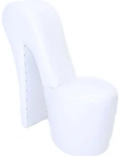 Casa Padrino High Heel Sessel Weiß Lack Luxus Design - Designer Sessel - Club Möbel - Schuh Stuhl Sessel - 105 x 40 x 85 cm