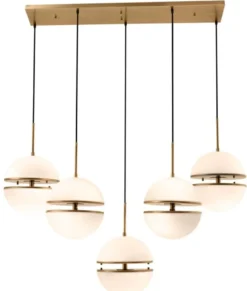 Casa Padrino Hängeleuchte Antik Messing / Weiß 130 x 50 x H. 190 cm - Luxus Hängelampe